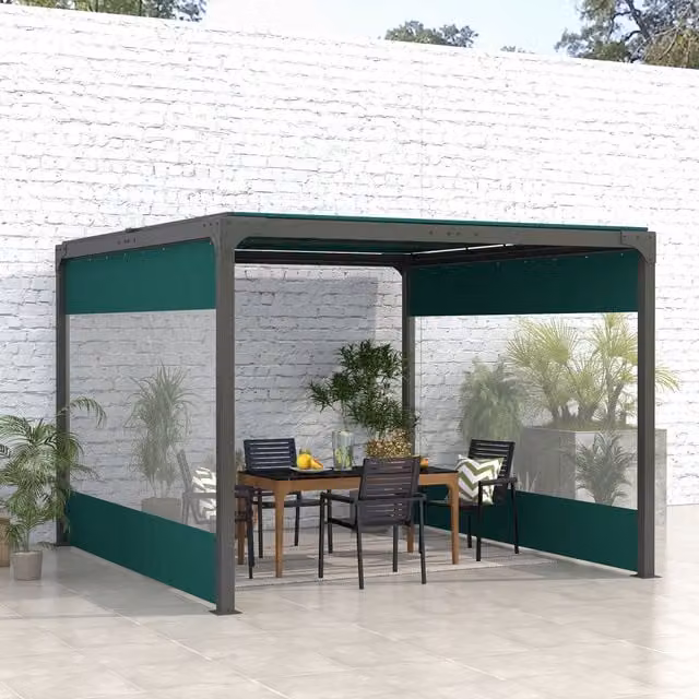 Outsunny Green Polyester Pergola Side Panel Replacement with Large Windows, W: 300 cm x H: 200 cm