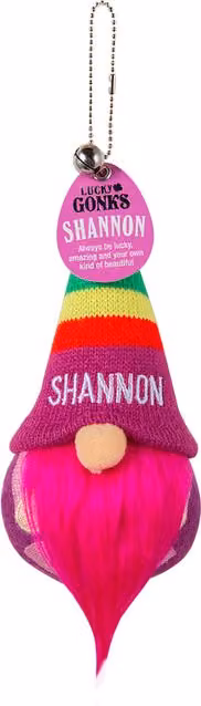 History & Heraldry Shannon Pre-personalised Lucky Gonk Mascot Keyring in Pink and Multicolour