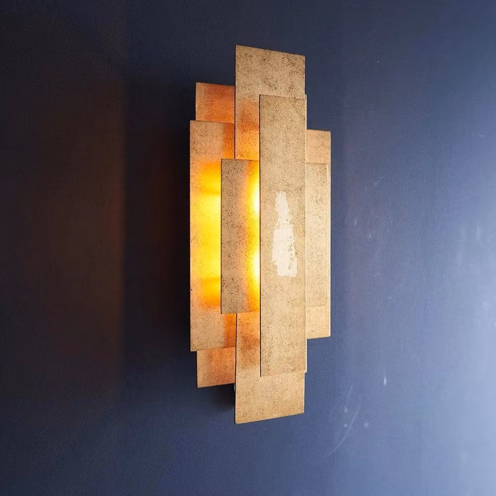 Netlighting Forlì 2 Light Art Deco Wall Lamp in Gold/Brass Metal – 2