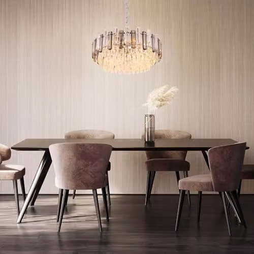 Globo Lighting Chrome Crystal Pendant Lamp with 12 E14 Bulbs in Grey and Smoke, Height: 132 cm – 2