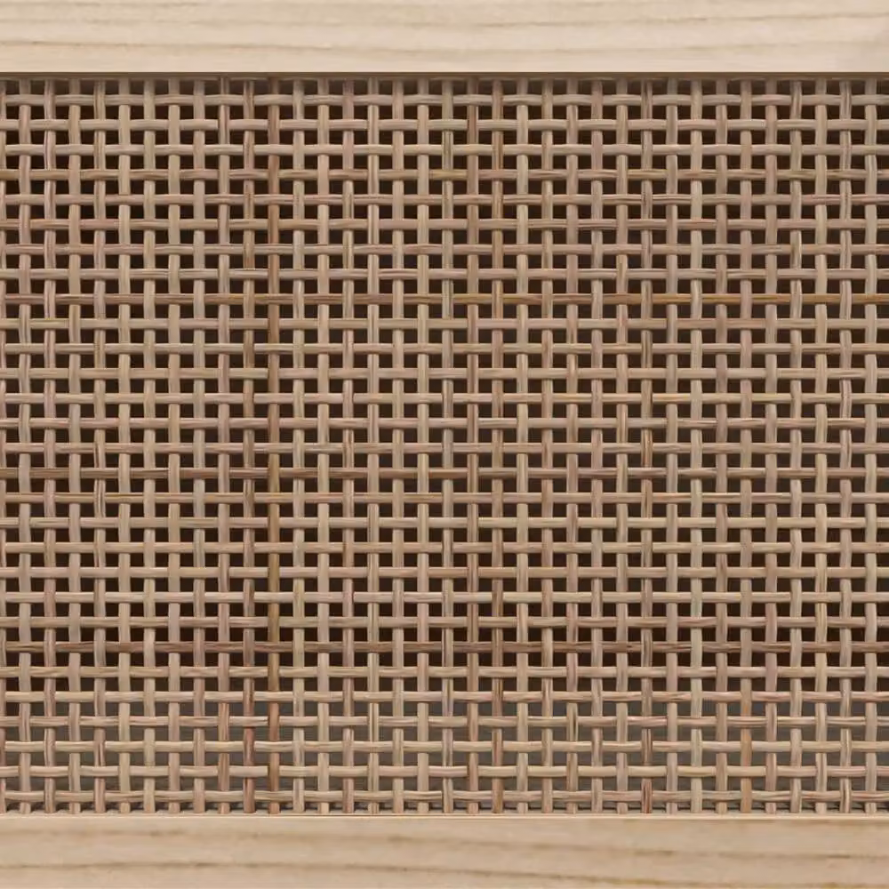 Berkfield Home TV Cabinet in Brown and Light Tan, Solid Pine Wood with Natural Rattan, W: 105 cm, D: 40 cm, H: 40 cm – 4