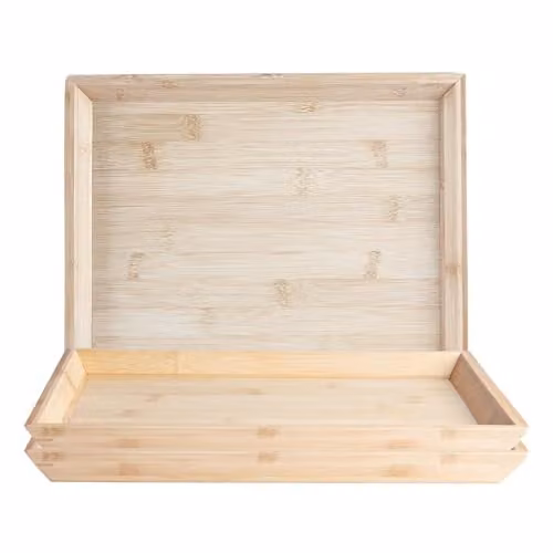 Argon Tableware Pack of 3 Rectangular Brown Bamboo Serving Trays, W: 33 cm, D: 25 cm, H: 2.5 cm