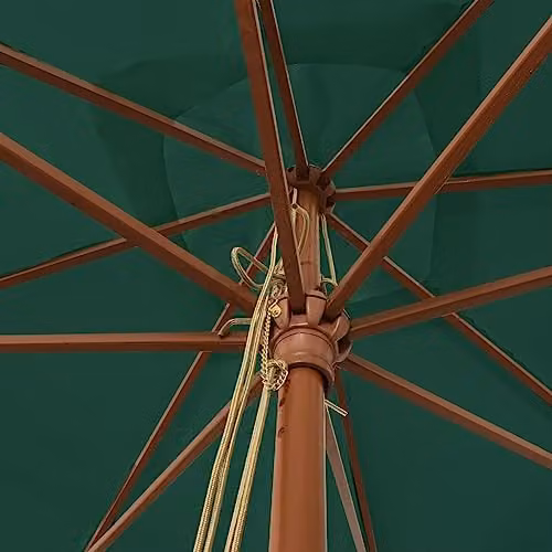 vidaXL Green Garden Parasol with Wooden Pole, W/D/H: 300 x 300 x 273 cm – 3