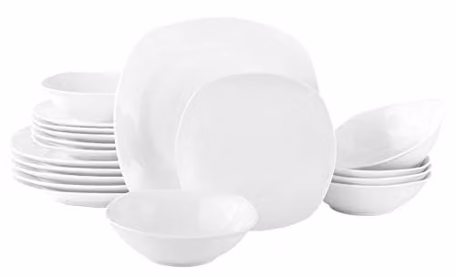 Waterside 18 Piece White Porcelain Everyday Square Dinner Set – 1