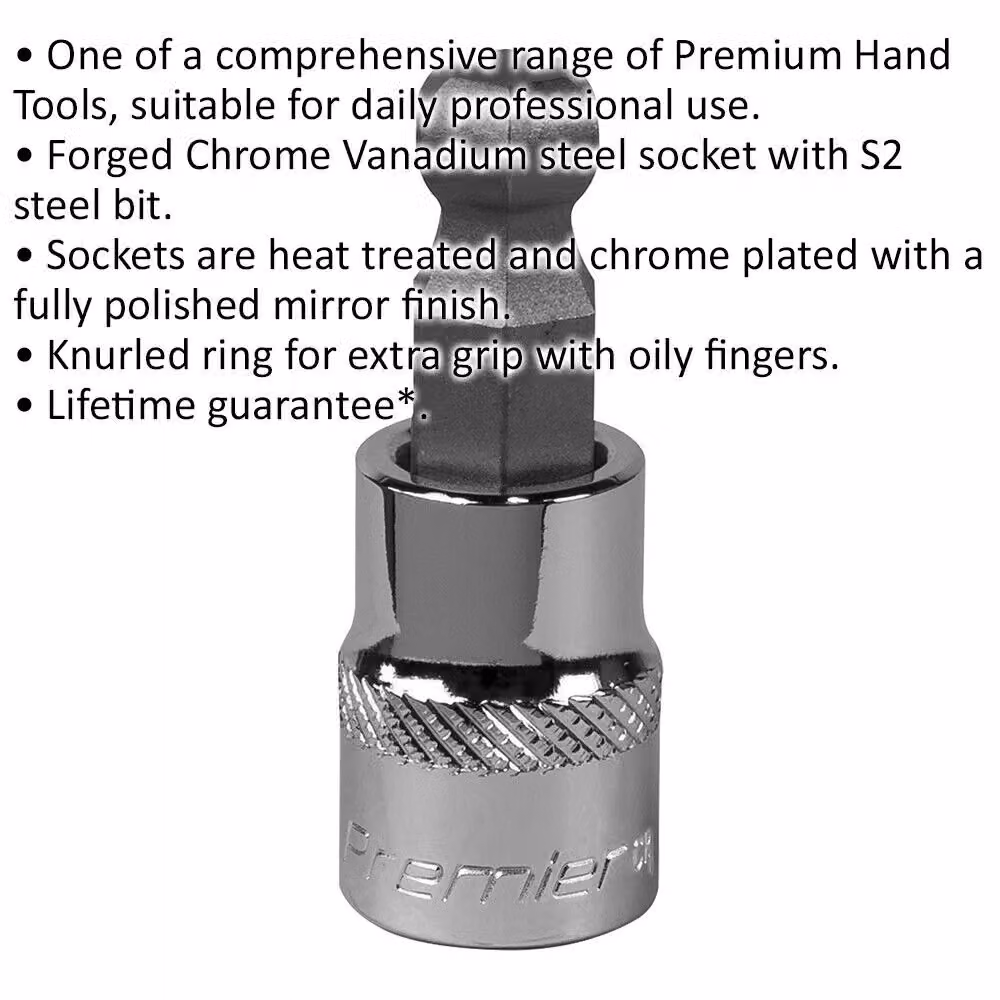 Loops 10mm Ball-End Hex Socket Bit 3/8 Inch Square Drive Stainless Steel Silver and Multicolour – 2
