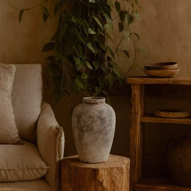 Wyld Haus Sunvale Aged Tall Stoneware Ceramic Vase in Stone Grey, H 45.0 cm x W 28.0 cm x D 28.0 cm – 1