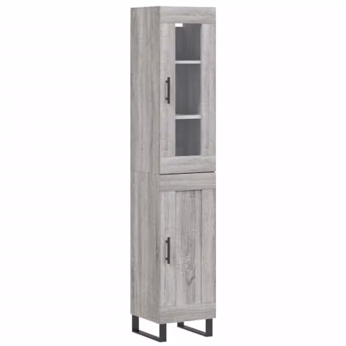 vidaXL Modern Grey Sonoma Highboard in Engineered Wood W/D/H: 34.5 x 34 x 180 cm