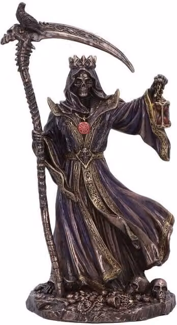 Nemesis Now Deathly Crown King Skeletal Reaper Figurine in Gold, Bronze and Multicolour, Height: 21.3 cm