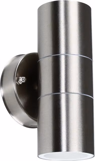 ValueLights Modern IP44 Rated Stainless Steel Up and Down Outdoor Garden Wall Light in Silver and Chrome