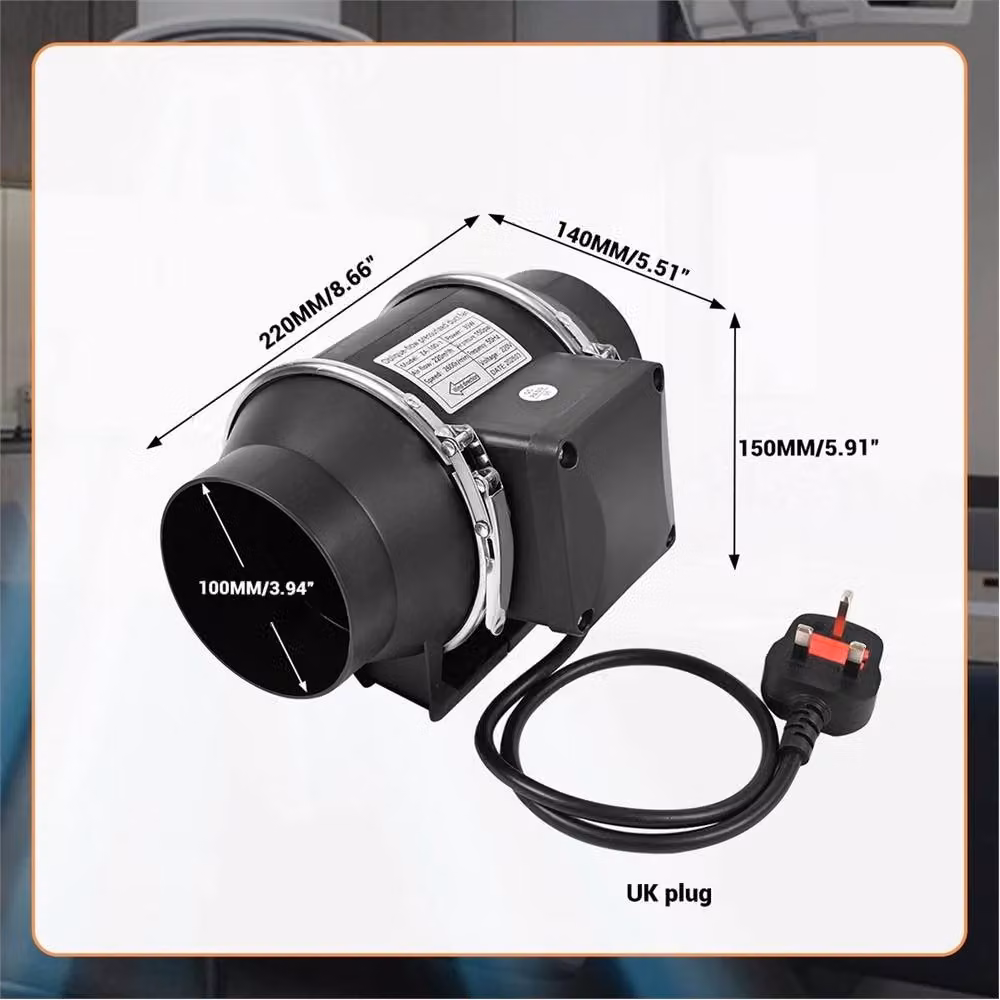 Havendro Black Quiet Inline Duct Extractor Fan for Bathroom and Hydroponics – 2