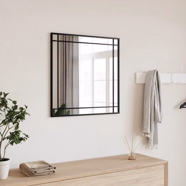 Berkfield Home Minimalist Square Wall Mirror in Black, W/H: 50 x 50 cm – 1