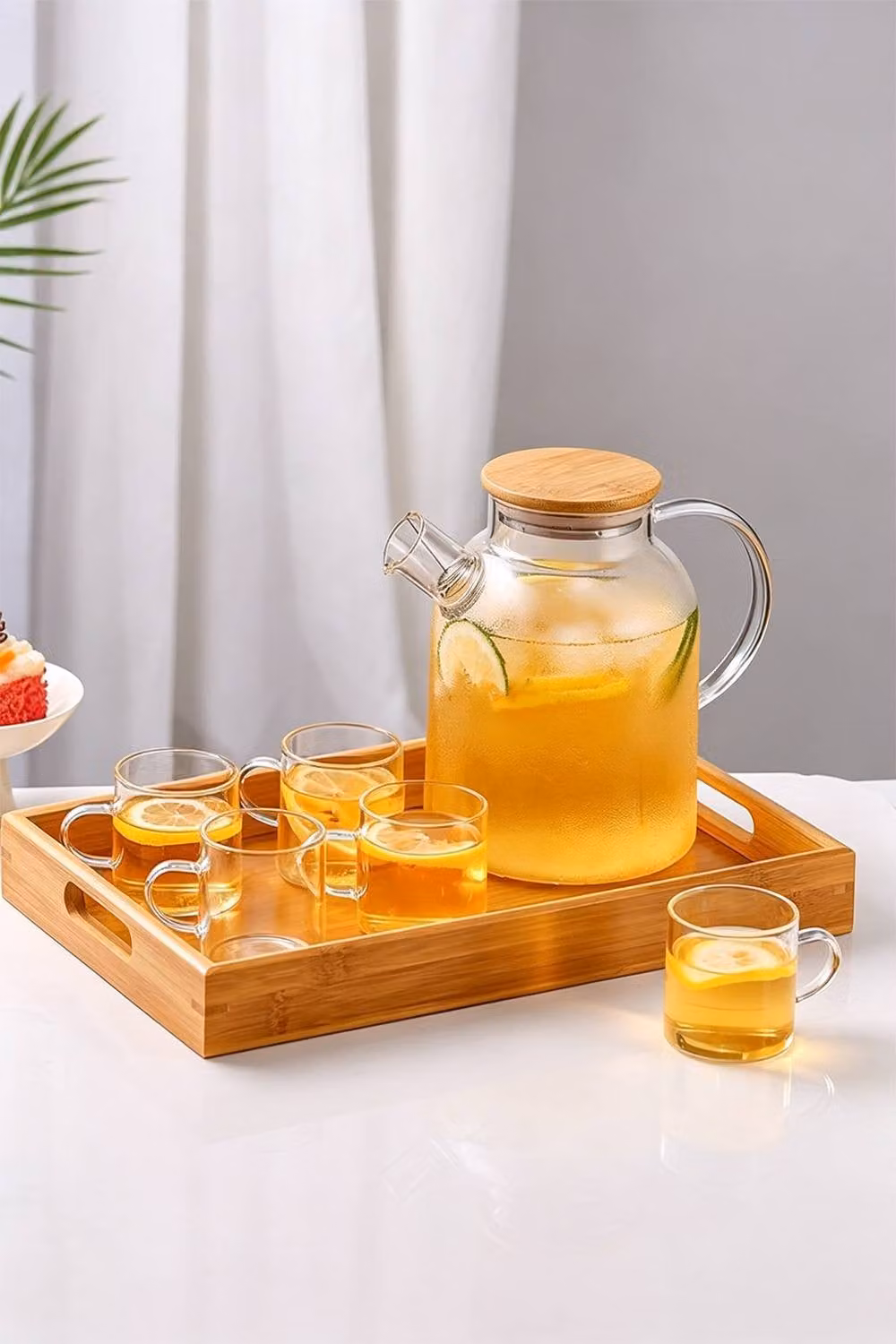 ExtraStar Transparent Glass Stovetop Teapot with Bamboo Lid, 1.8 l – 3
