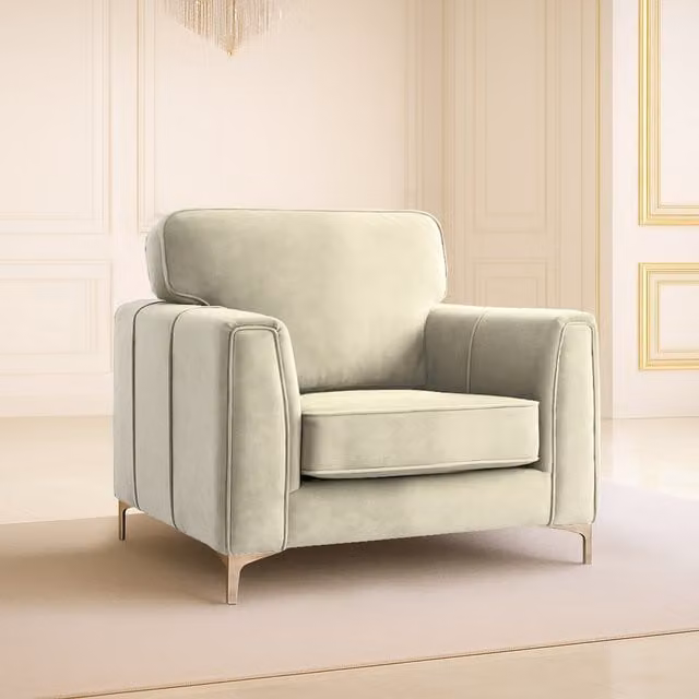 Somnior Beds Ltd Regency Plush Velvet Tub Armchair in Beige
