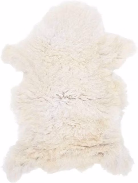 Berkfield Home Sheep Leather Cream Fur Rug in Beige and White, W: 100 cm, D: 70 cm