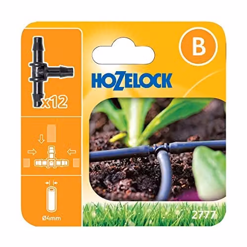 Hozelock T-Piece 4mm Connectors, Pack of 12, Yellow – 1