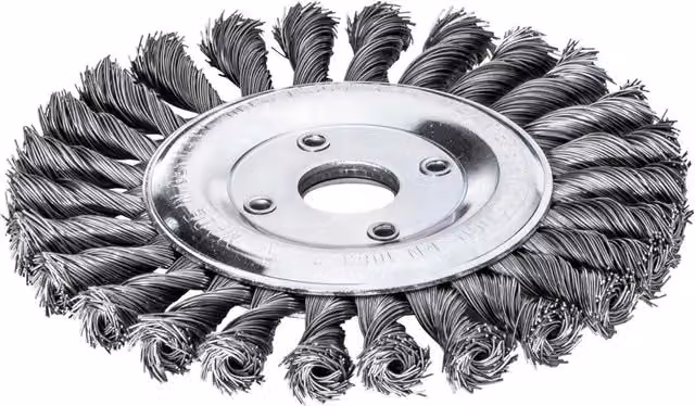 Lessmann Knot Wheel Brush for Angle Grinders in Silver and Multicolour for Metal and Stainless Steel – 1