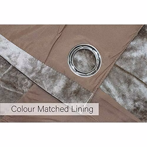 Paoletti Verona Crushed Velvet Eyelet Curtains, Beige/White, W: 229 cm, H: 229 cm – 4