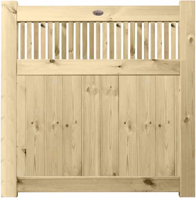 Premier Garden Supplies URBAN Interlocked Tongue Groove Treated Garden Gate with Tuscany Trellis Top, Pressure Treated Wood, Height: 120 cm