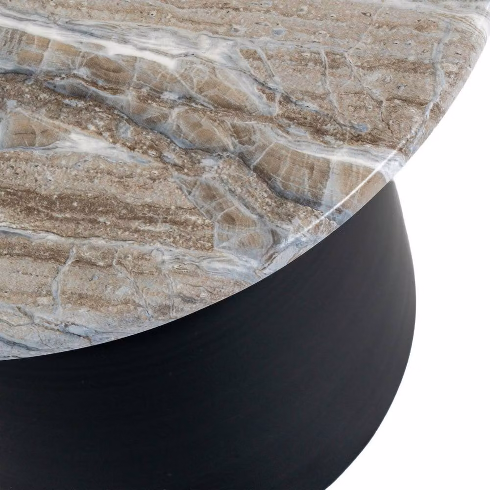 Lemon Pavilion Furniture and Decor Oura Round Metal Side Table in Black, W: 47 cm, D: 47 cm, H: 48 cm – 4