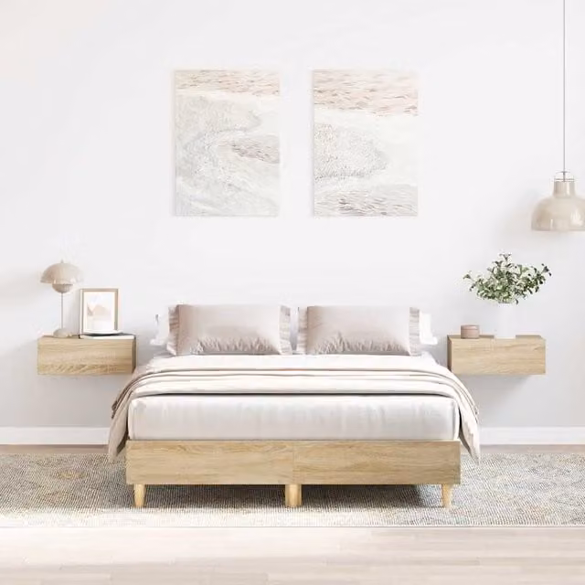 Berkfield Home Small Double Bed Frame in Sonoma Oak Brown, Engineered Wood, W/D/H: 120 x 190 cm