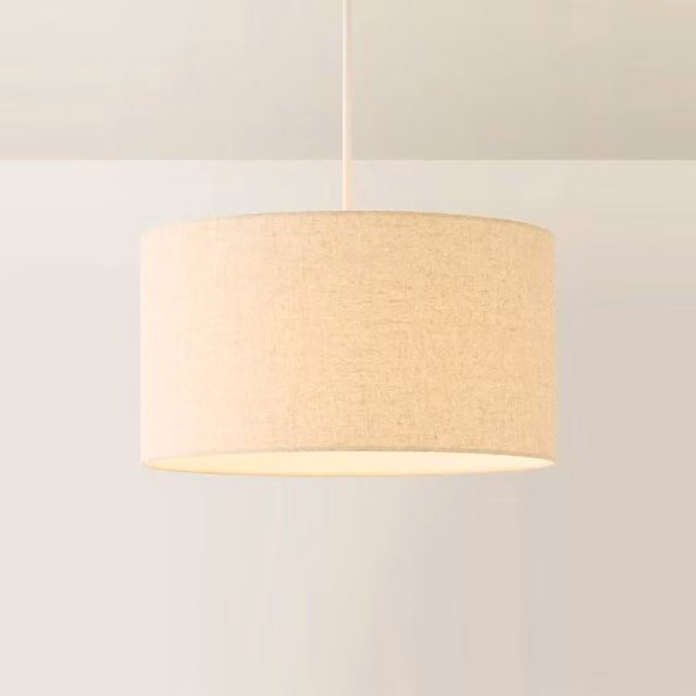 FORGEVIO Modern Fabric Cylinder Pendant Light Shade in Beige, Diameter: 45 cm – 1