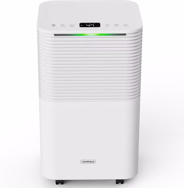 VonHaus Dehumidifier with 12L Capacity and 2L Water Tank, White, W: 44.5 cm