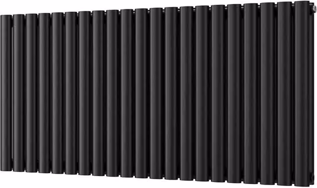 Omeara Black Designer Double Panel Radiator with Feet, W: 121.8 cm, H: 60 cm