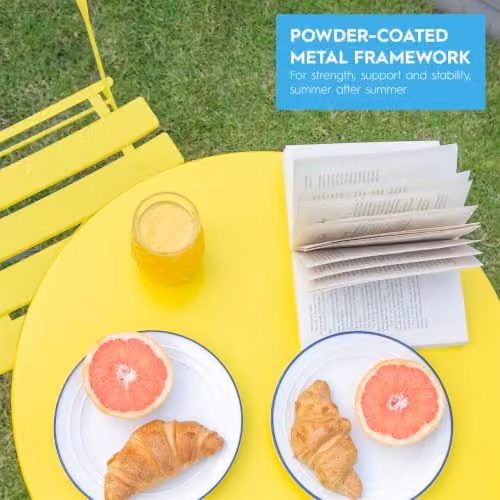 Harbour Housewares 2 Seater Round Bistro Garden Furniture Set in Yellow – 3