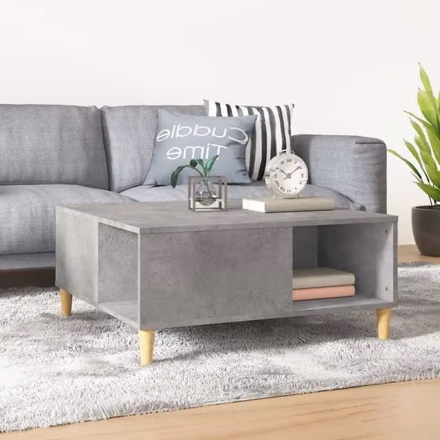 Berkfield Home Square Coffee Table in Concrete Grey, W/D/H: 80 x 80 x 36.5 cm