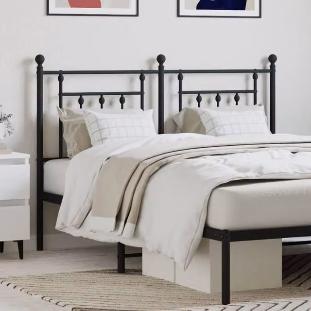 Berkfield Home Classic Metal Headboard in Black, 140 cm – 1