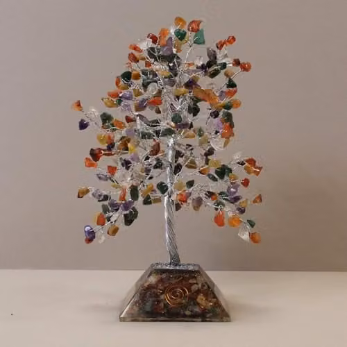 Ancient Wisdom Multicolour Gemstone Tree with Organite Base – 1