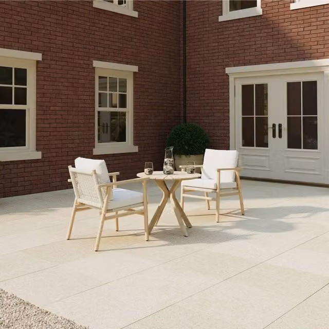Charles Bentley Bistro Set Acacia and Weave Garden Furniture with Beige Cushions - Natural
