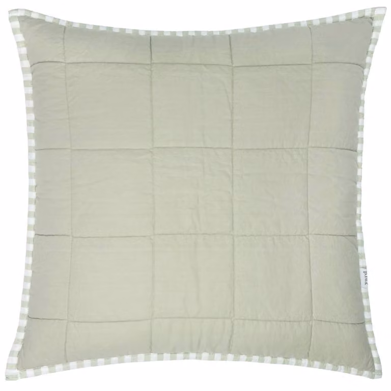 Yard Hebden Striped Square Cotton Cushion in Green, W/D/H: 55 x 55 x 55 cm