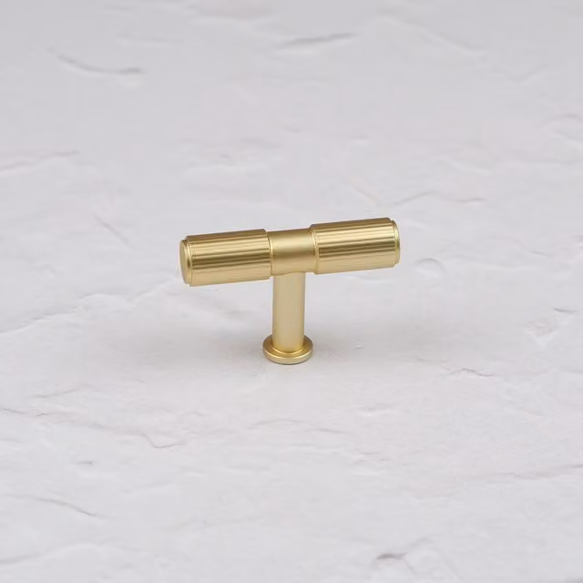 Handle & Home Fluted Detailing Zinc Handles and Coordinating Knob in Brushed Brass Gold, 50mm