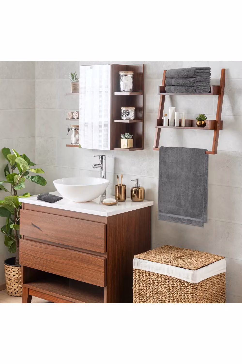 CityComfort 8-Piece Cotton Towel Set in Grey, 550GSM Highly Absorbent and Quick Drying – 8