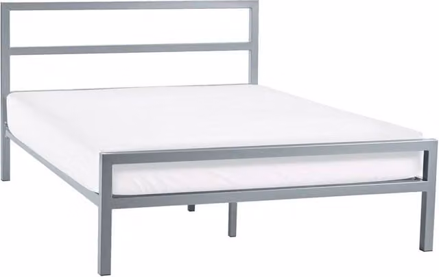 Cheshire Lagoon Modern Metal Bed in Silver, Small Double, W/D/H: 120 x 200 cm