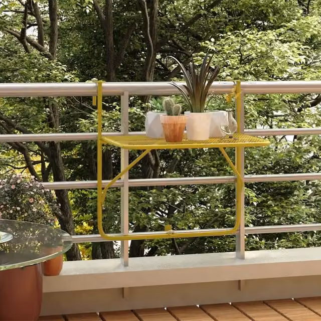 Berkfield Home Gold Metal Balcony Table W: 60 cm, D: 40 cm