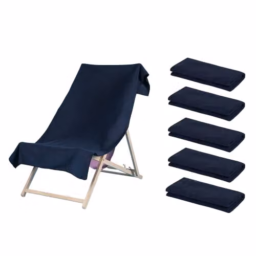 Brentfords Set of 5 Navy Blue Quick Dry Microfibre Beach Towels for Adults – 1