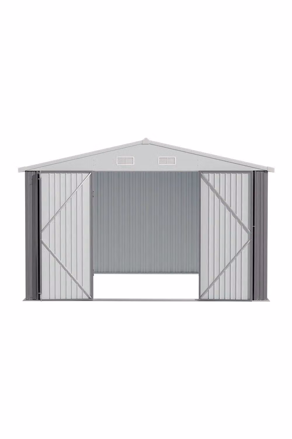 Garden Sanctuary Grey Metal Garden Tool Shed with Door and Side Vent, W: 304.8 cm, D: 304.8 cm, H: 203.6 cm – 2