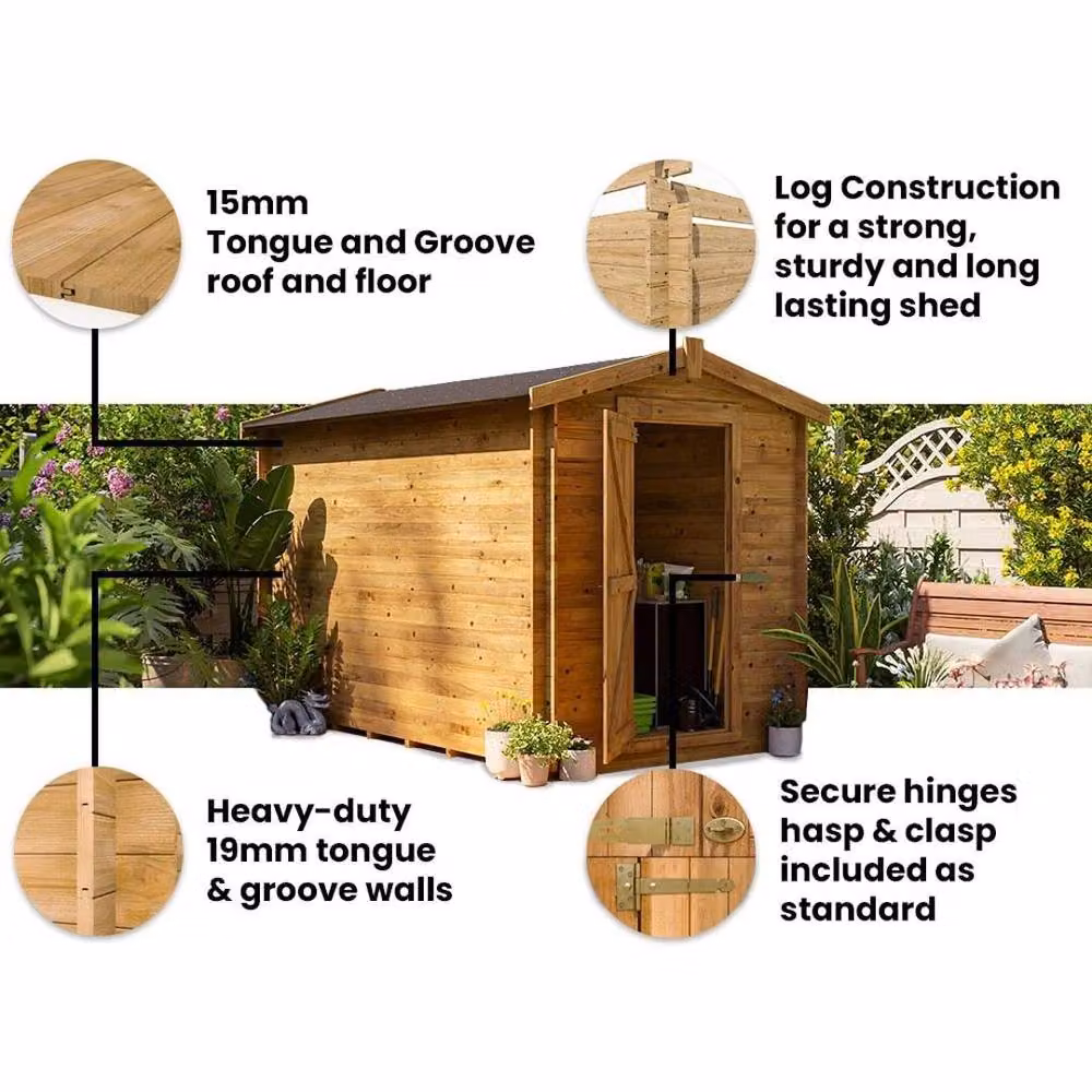 Dunster House Heavy Duty Log Shed with Superfelt Roof in Brown, W/D/H: 300 x 180 x 180 cm – 4