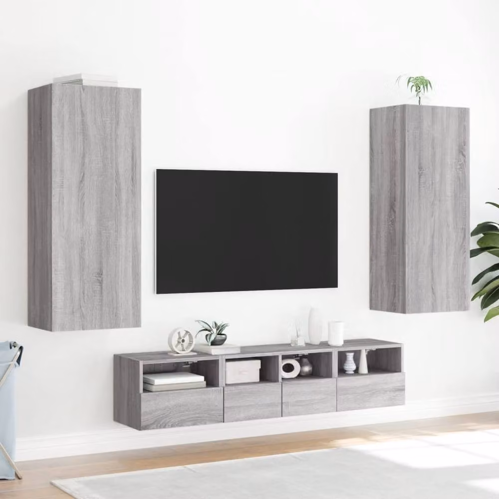 Berkfield Home TV Wall Cabinet in Grey Sonoma, W: 40.5 cm, D: 30 cm, H: 102 cm – 3