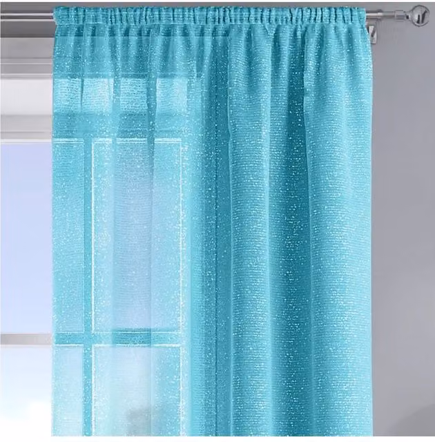 Velosso Alessandria Sheer Voile Fabric Panel with Slot Top in Teal, Width: 137 cm, Drop: 183 cm