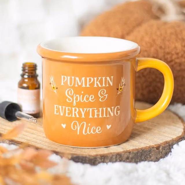 Kingsbury Gifts Pumpkin Spice Ceramic Oil Burner and Wax Warmer in Orange