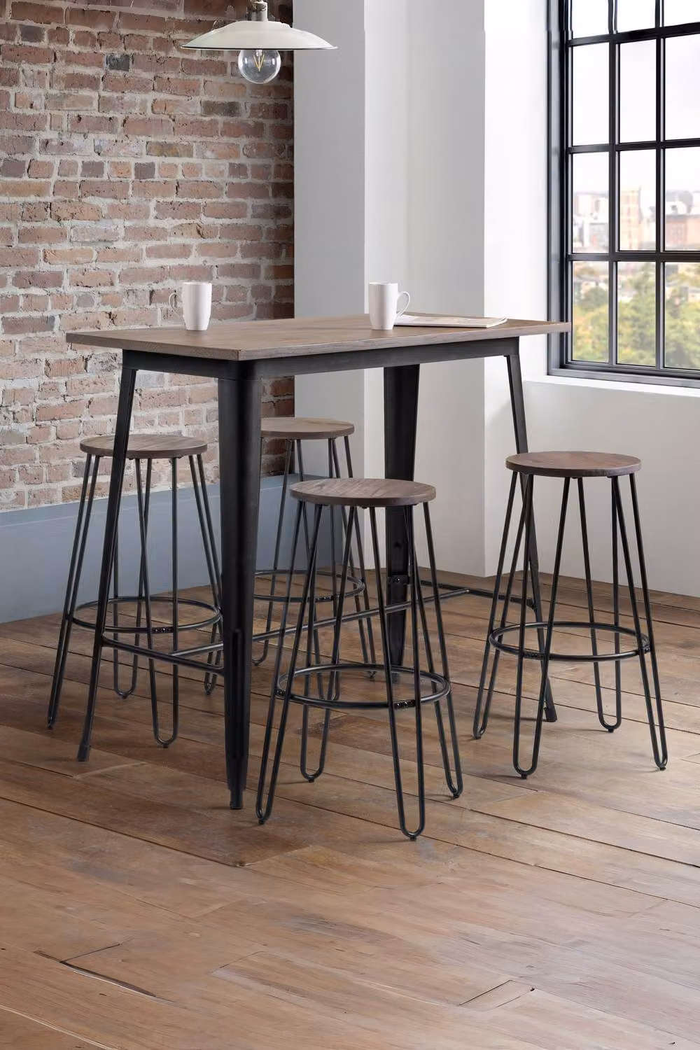 Julian Bowen Dalston Round Bar Stool Set of 2 in Brown and Black – 2