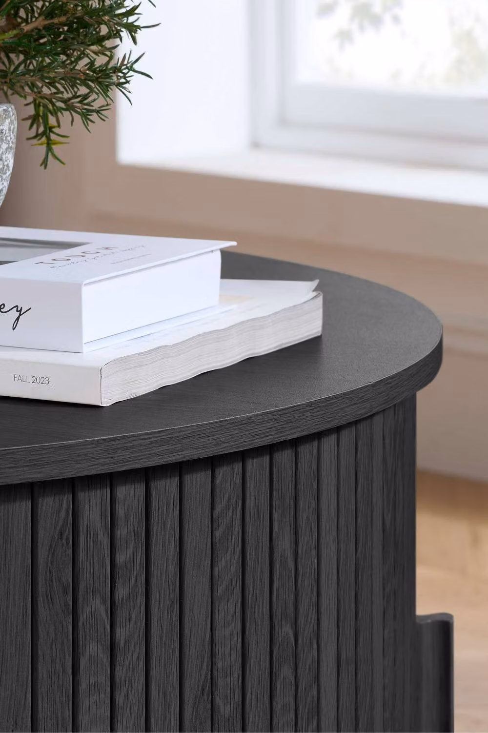 Birlea Axel Round Fluted Coffee Table with Storage in Black – 3