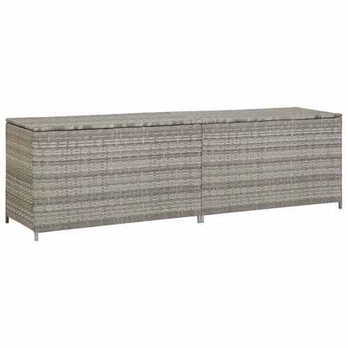 vidaXL Grey Poly Rattan Garden Storage Box W/D/H: 200 x 50 x 60 cm