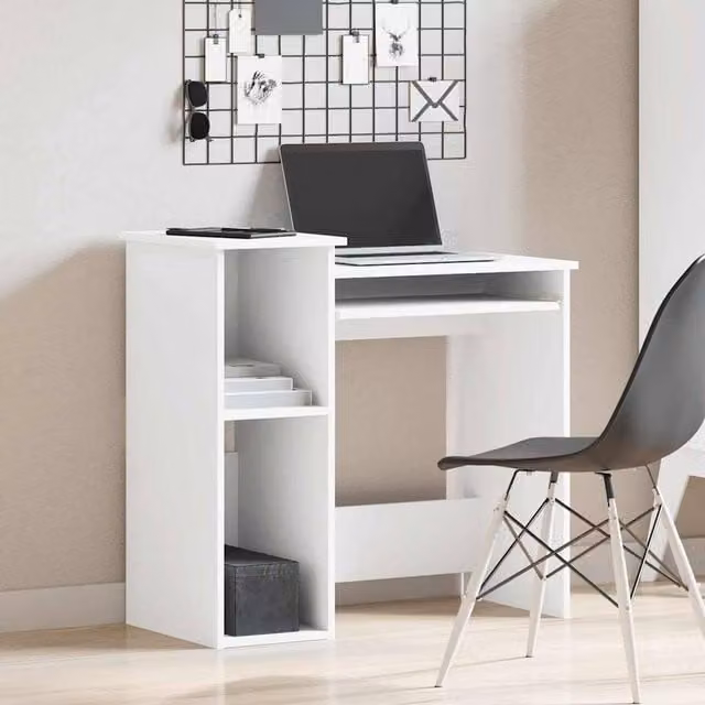 Berkfield Home Modern White Writing Desk with Shelves, W/D/H: 84 x 40 x 78 cm