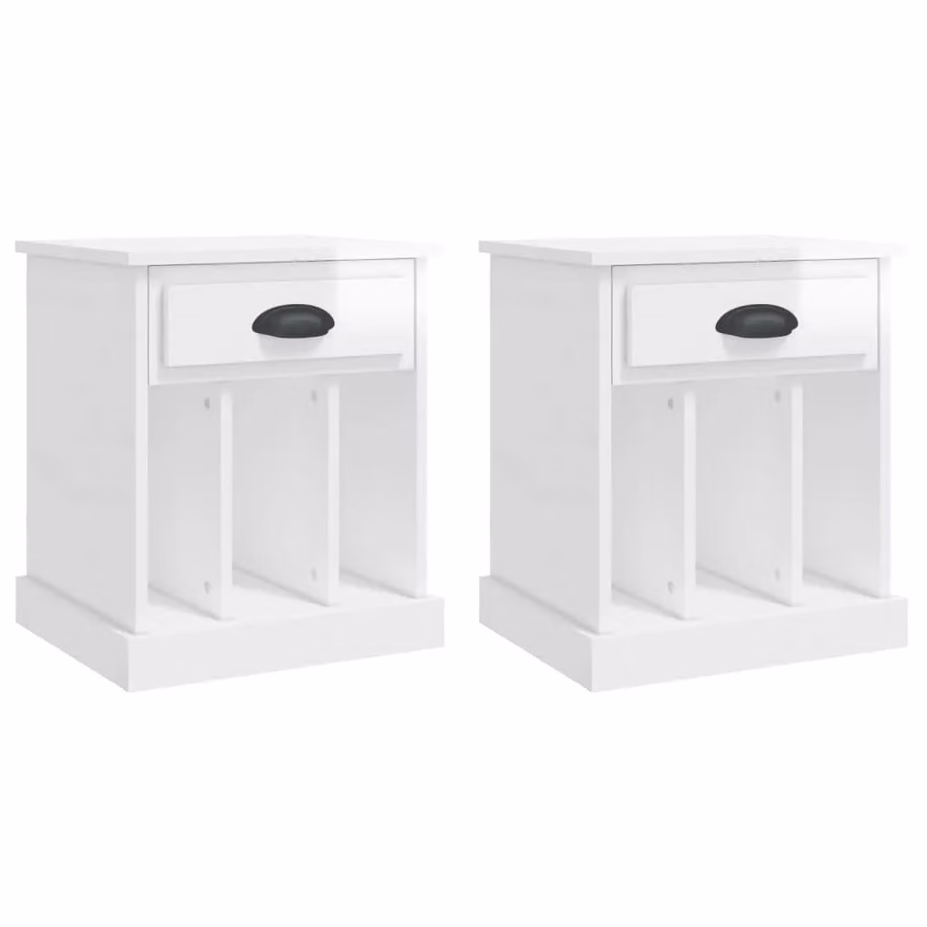 Berkfield Home Set of 2 High Gloss White Bedside Cabinets, W/D/H: 43 x 36 x 50 cm – 1