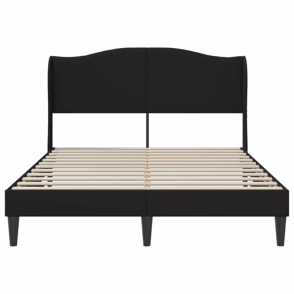 Berkfield Home Modern Upholstered Bed Frame with Headboard in Black Faux Leather W/D/H: 135 x 190 cm – 3