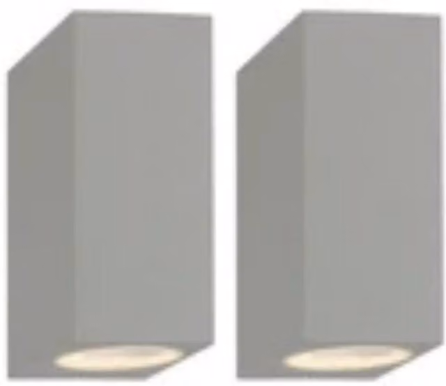 Havendro Set of 2 Grey Modern LED Up and Down Outdoor Wall Lights, IP44 Rated, Warm White
